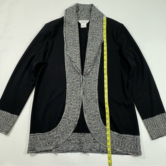 Misook Acrylic Knit Shawl Collar Cardigan Black Grey - Picture 4 of 5